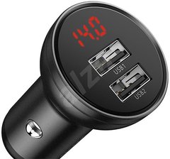 Купити Автомобільний зарядний пристрій Baseus Digital Display USB Gray