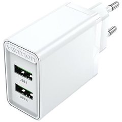 Купити Сетевое зарядное устройство Vention Two-Port USB(A+A) (18W/18W) White