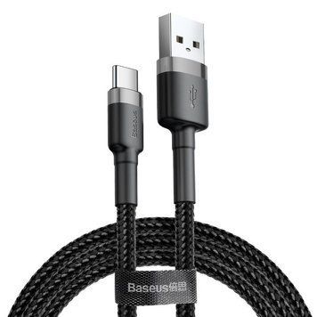 Купити Кабель Baseus Cafule Cable USB For Type-C 3A 2m Gray+Black