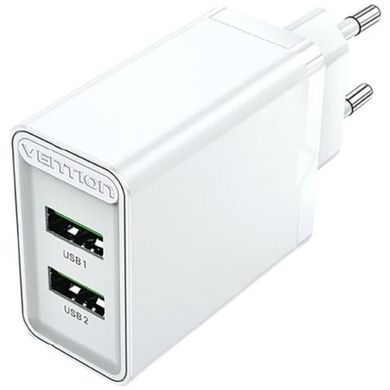 Купити Мережевий зарядний пристрій Vention Two-Port USB(A+A) (18W/18W) White