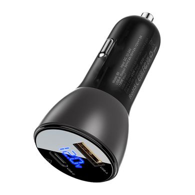 Купити Автомобільний зарядний пристрій ACEFAST B6 metal 63W (USB-A+USB-C) with digital display USB-A/Type-C Black