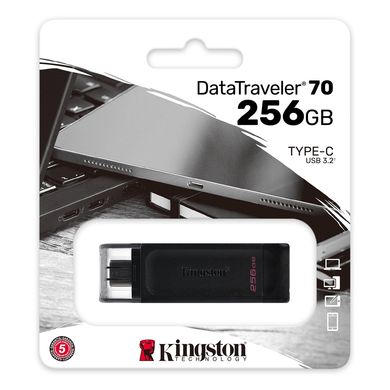 Купити Флеш-накопичувач Kingston DT 70 USB3.2/USB Type-C 256GB Black