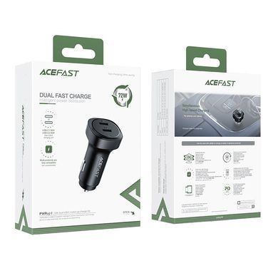 Купити Автомобільний зарядний пристрій ACEFAST B2 72W dual USB-C metal car charger