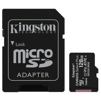 Купити Карта памяти microSDXC (UHS-1) Kingston Canvas Select Plus 128Gb class 10 А1 (R-100MBs) (адаптер SD)