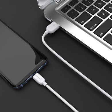 Купити Кабель BOROFONE BX14 USB to Type-C 2.4A, 1m, PVC, TPE connectors, White
