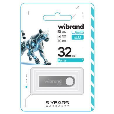 Купити Флеш-накопитель Wibrand USB 2.0 Puma 32Gb Silver