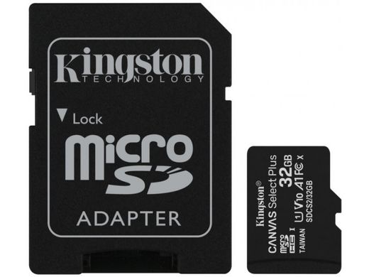 Купити Карта памяти Kingston microSDHC Canvas Select Plus 32GB Class 10 UHS-I A1 W-100MB/s R-100MB/s +SD-адаптер