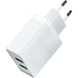 Мережевий зарядний пристрій Vention Two-Port USB(A+A) (18W/18W) White