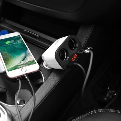 Купити Автомобільний зарядний пристрій HOCO Z28 Power ocean cigarette lighter in-car charger with digital display White
