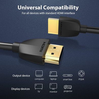 Купити Відеокабель Vention Slim HDMI to HDMI 1,5 м Black