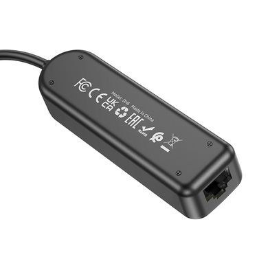 Купити Адаптер Borofone DH6 4-in-1 1 Gigabit Ethernet USB to 3×USB3.0+RJ45 1,2m Black