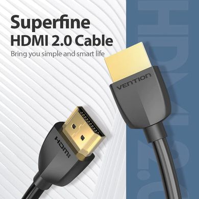 Купити Видеокабель Vention Slim HDMI to HDMI 1,5 м Black