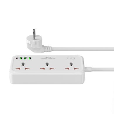 Купити Мережевий подовжувач WIWU 30W Cube Multiple Function GaN Power Strip 1C3A+3 sockets Wi-S005 EU White