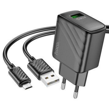 Купити Сет зарядного устройства HOCO CS21A Rich single port QC3.0 (Micro)(EU) Black
