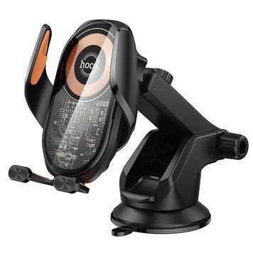 Купити Автотримач для телефона з БЗП HOCO HW34 Blue whale 3-axis linkage wireless fast charging car holder(center console)