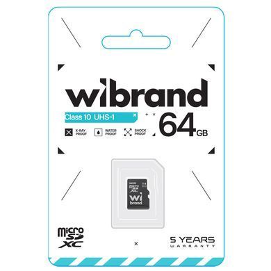 Купити Карта памяти microSDXC (UHS-1) Wibrand 64Gb class 10