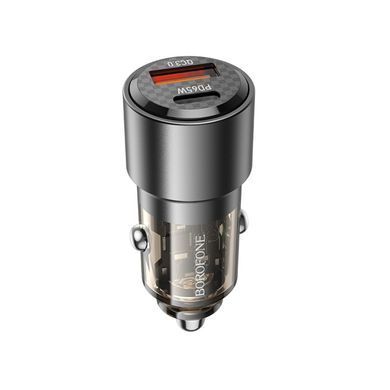 Купити Автомобильное зарядное устройство BOROFONE BZ20A Smart 83W dual port PD65W+QC3.0 car charger Transparent Black