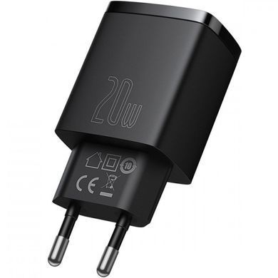 Купити Мережевий зарядний пристрій Baseus Compact Quick Charger U+C 20W EU Black