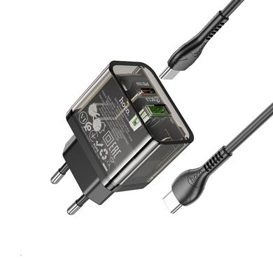 Купити Сетевое зарядное устройство Hoco N34 Dazzling dual-port Black