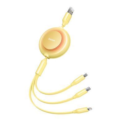 Купити Кабель Baseus Bright Mirror 2 Series Retractable 3-in-1 Fast Charging Data Cable USB to M+L+C 3.5A 1.1m yellow