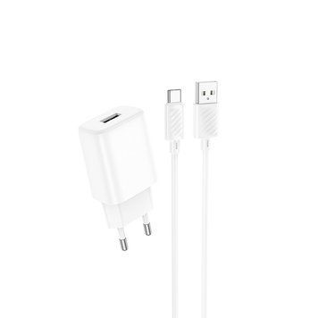 Купити Мережевий зарядний пристрій з кабелем HOCO C134A Solid single-port charger set(Type-C) White