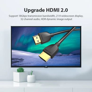 Купити Видеокабель Vention Slim HDMI to HDMI 2 м Black