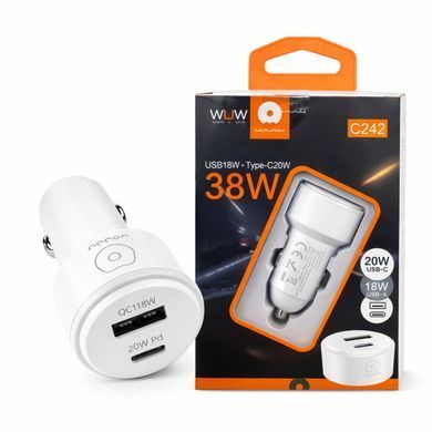 Купити Автомобільний зарядний пристрій WUW-C242 PD20W+ QC18W Black
