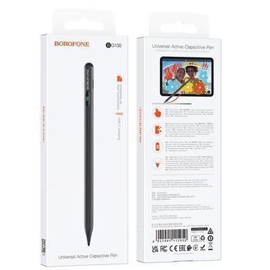 Купити Стилус BOROFONE BG100 Universal active capacitive pen with digital display Black