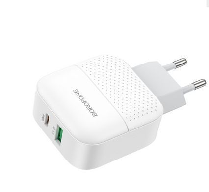 Купити Мережевий зарядний пристрій BOROFONE BA46A Premium PD + QC3.0 18W White