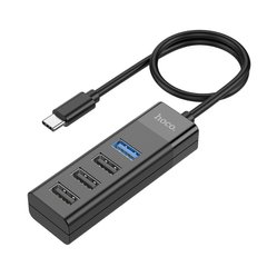 Купити Кабель Hoco HB25 Easy mix 4-in-1 converter Type-C USB3.0+USB2.0 х 3 0,3m Black