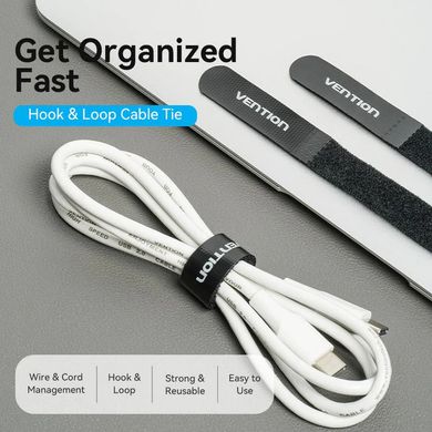 Купити Стяжка для кабелей Vention Hook & Loop 10 Pcs/Pack Black