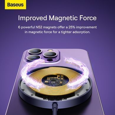 Купити Бездротовий зарядний Baseus Simple Mini3 Magnetic Wireless Charger 15W Dusty Purple