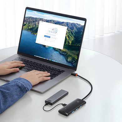 Купити USB-Hub Baseus Lite Series 4-Port Type-C HUB Adapter (Type-C to USB 3.0*4) 25cm Black