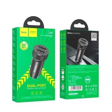 Купити Автомобільний зарядний пристрій HOCO Z49 Level dual port car charger Black
