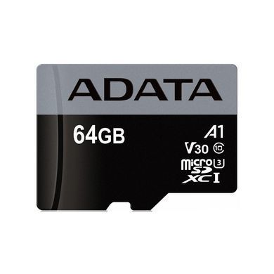 Купити Карта памяти microSDXC (UHS-1 U3) A-DATA Premier Pro 64Gb Class 10 V30S A2 (R-100Mbs W85Mbs) (адаптер SD)