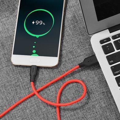Купити Кабель HOCO X21 USB to Type-C 2A, 1m, silicone, TPE connectors, Black+Red