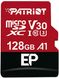 Карта пам'яті Patriot microSDXC EP Series 128GB Class 10 UHS-I (U3) V30 A1 W-80MB/s R-90MB/s +SD-адаптер