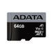 Карта памяти microSDXC (UHS-1 U3) A-DATA Premier Pro 64Gb Class 10 V30S A2 (R-100Mbs W85Mbs) (адаптер SD)
