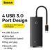 USB-Hub Baseus Lite Series 4-Port Type-C HUB Adapter (Type-C to USB 3.0*4) 25cm Black