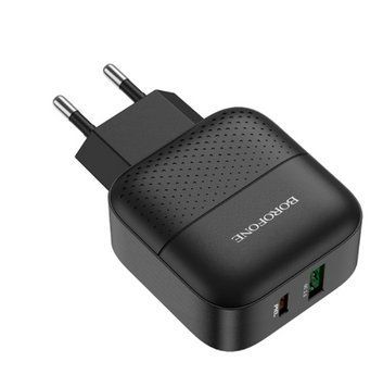 Купити Мережевий зарядний пристрій BOROFONE BA46A Premium PD + QC3.0 18W Black