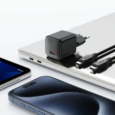 Купити Мережевий зарядний пристрій з кабелем ACEFAST A117 PD20W mini GaN fast charger set(P16),black Black