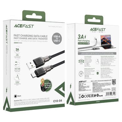Купити Кабель ACEFAST C10-04 USB to Type-C 3A, 1.2m, silicone, zinc connectors, Black