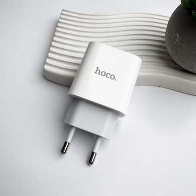 Купити Мережевий зарядний пристрій HOCO C76A Pro Majestic single port PD30W charger set (C to iP)(EU) White