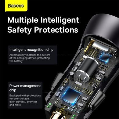 Купити АЗП Baseus Golden Contactor Max Dual Fast Charger Car Charger U+U 60W Dark Gray