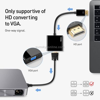 Купити USB-хаб Baseus Converter (HD4K to VGA + Micro + DC3.5) Black