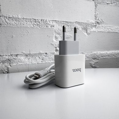 Купити Мережевий зарядний пристрій HOCO C76A Pro Majestic single port PD30W charger set (C to iP)(EU) White