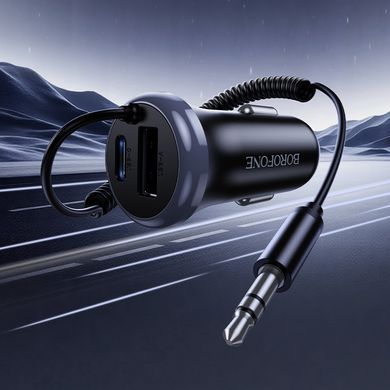 Купити Bluetooth-ресивер BOROFONE BC64 Contento dual-port car BT receiver with built-in cable Black
