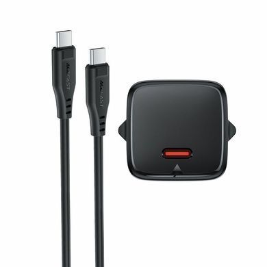 Купити Мережевий зарядний пристрій з кабелем ACEFAST A117 PD20W mini GaN fast charger set(P16),black Black