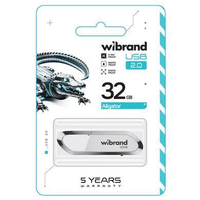 Купити Флеш-накопичувач Wibrand USB 2.0 Aligator 32Gb White