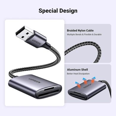 Купити Кардридер UGREEN CM401 USB 3.0 A to SD, TF Metal Gray